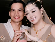 Hoa hậu Hoàng Thanh Nga hóa thân thành Công nương Ba Tư rực rỡ, sánh đôi cùng ông xã đi dự tiệc