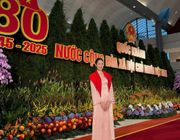 Thanh Thủy nền nã với áo dài hồng trong tiệc chiêu đãi Kỷ niệm 80 năm Quốc khánh 2/9