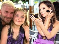 Harper Beckham mặc váy ren tím lilac giá nghìn đô giống mẹ