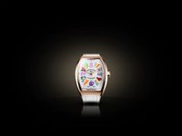 FRANCK MULLER TRÌNH LÀNG ĐỒNG HỒ VANGUARD LADY CRAZY HOURS JISBAR KẾT HỢP CÙNG NGHỆ SĨ JISBAR
