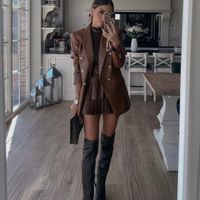 Váy da công sở đồng bộ