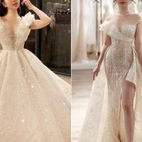 Chiếc váy haute couture 2 trong 1 lấy ý tưởng từ bông calla nở rộ là thiết kế dành riêng cho cô dâu Quản Hà Linh (Hà Nội). Đằng sau thiết kế đẳng cấp này là thông điệp về niềm tin vào tinh yêu thuần khiết của cô dâu và chú rể. Bộ lễ phục được thực hiện trong vòng 6 tháng. Điểm nổi bật của thiết kế là hiệu ứng bắt sáng được phát huy tối đa nhờ chất liệu vải dệt sequin nhập Pháp và 18.000 viên đá Swarovski điểm xuyết trên thân váy.
