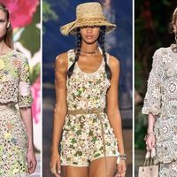Các nhà mốt Blumarine, Christian Dior và Dolce & Gabbana (từ trái qua) đưa Crochet lên sàn diễn thời trang hè 2021.