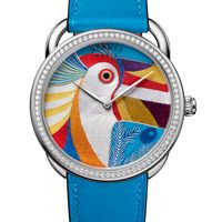 Đồng hồ Hermès “thêu” sợi tơ tằm và đính 82 viên kim cương