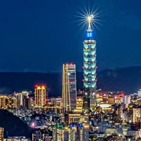 Tòa tháp Taipei 101 ở Đài Bắc, Đài Loan.