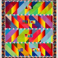Jeffrey Gibson: Any Which Way We can, 2023, acrylic on canvas, glass beads, artificial sinew, inset to custom wood frame, 74 3/4 by 64 3/4 inches.