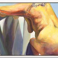 Joan Semmel: Against the Wall, 2023, oil on canvas, 24 by 36 inches.