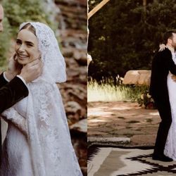 Váy cưới hàng hiệu xinh như công chúa của Lily Collins