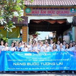 Hoàng Nhung Miss Cosmo Vietnam 2023 tại Mái ấm Đức Quang, Bến Tre