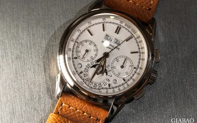 Cận cảnh đồng hồ Patek Philippe Perpetual Calendar Chronograph 5970G Vàng trắng