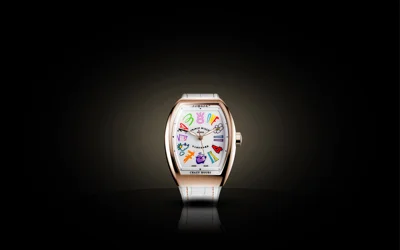 FRANCK MULLER TRÌNH LÀNG ĐỒNG HỒ VANGUARD LADY CRAZY HOURS JISBAR KẾT HỢP CÙNG NGHỆ SĨ JISBAR