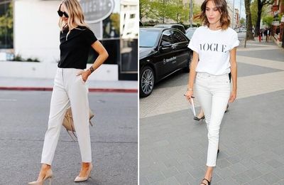 Cách mix quần trắng và áo sao cho sành điệu, thu hút