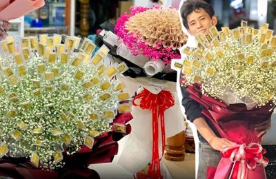 Khi đại gia mua quà 8/3: Choáng với bó hoa gắn 100 cây vàng giá 7 tỉ