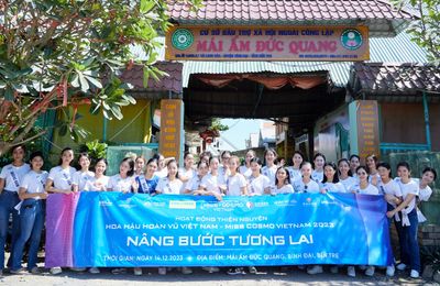 Hoàng Nhung Miss Cosmo Vietnam 2023 tại Mái ấm Đức Quang, Bến Tre
