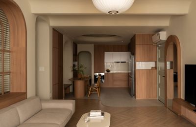 Căn hộ Hoàng Anh River View-Bản hòa tấu của đường cong và vật liệu-IIN Studio