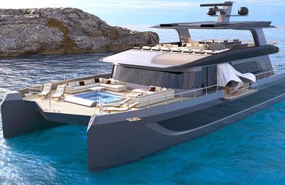 VisionF 100 - Mẫu catamaran mới toanh với bể Jacuzzi đáy kính độc đáo
