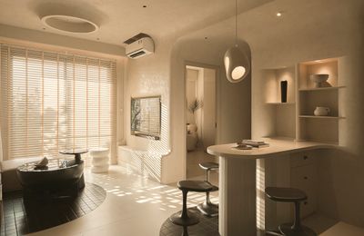 Căn hộ 79 m2 sơn hiệu ứng 70% diện tích để giống hang tự nhiên