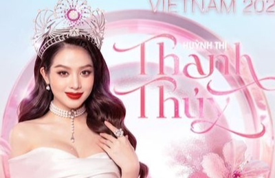 Hình ảnh hoa hậu Thanh Thủy trên trang chủ Hoa hậu Quốc tế gây chú ý