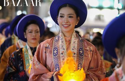 Hoa hậu Tiểu Vy cùng dàn hoa, á hậu diện Việt phục mừng Phật Đản VESAK 2025
