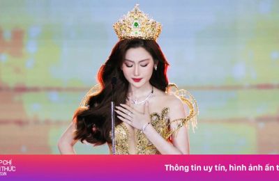 Hoa hậu Quế Anh mặc váy Nguyễn Minh Tuấn trao vương miện Miss Grand