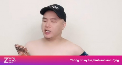 Đỗ Mạnh Cường mặc váy trễ vai livestream bán hàng