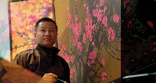 Họa sĩ Nguyễn Hữu Khoa: Mạch sáng tạo bền bỉ khắc họa đào Xuân