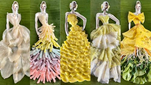 Nguyễn Minh Công thiết kế đầm công chúa bằng những món bánh Nam Bộ