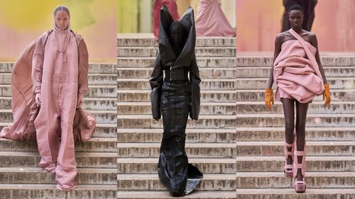 Show diễn Rick Owens Xuân Hè 2024: Sắc hồng huyền ảo từ "chúa tể bóng tối"
