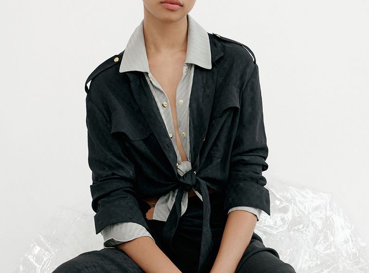 Tanya Mahishee. Shirts & skirt, Celine. Earrings, Vintage Givenchy. Rings, Karen Liberman.