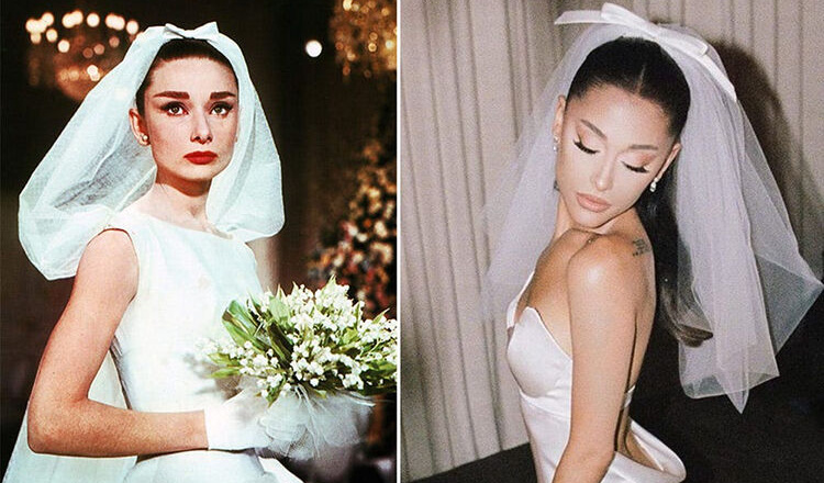 Ariana Grande diện váy cưới tối giản lấy cảm hứng từ Audrey Hepburn