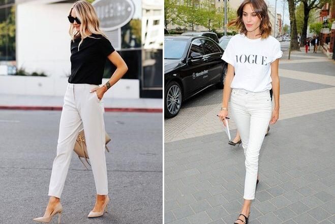 Cách mix quần trắng và áo sao cho sành điệu, thu hút