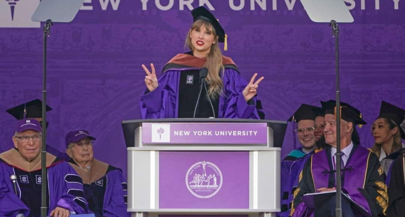 Taylor Swift mặc lại áo tốt nghiệp, phát biểu tại Đại học New York