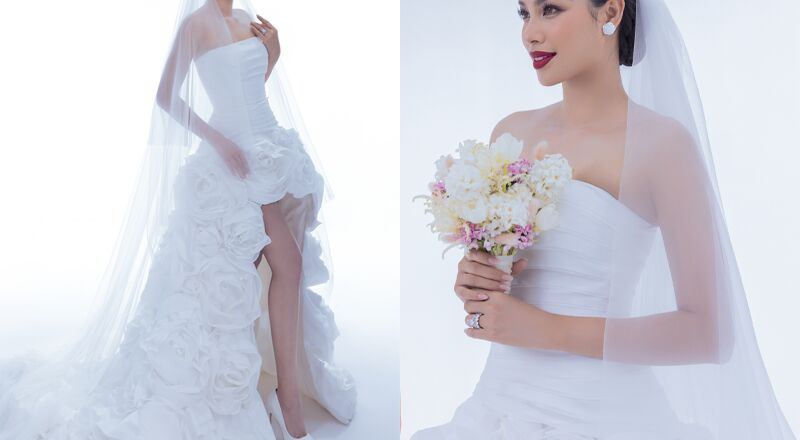 Hoa hậu Phạm Hương xinh đẹp trong BST váy cưới từ NTK Lê Thanh Hoà