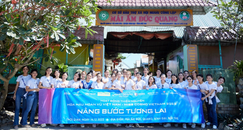 Hoàng Nhung Miss Cosmo Vietnam 2023 tại Mái ấm Đức Quang, Bến Tre