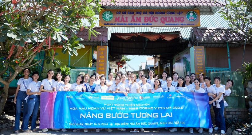 Hoàng Nhung Miss Cosmo Vietnam 2023 tại Mái ấm Đức Quang, Bến Tre