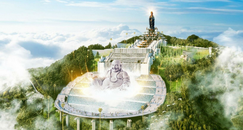 Đại tượng Phật Di Lặc bằng đá sa thạch trên núi Bà Đen