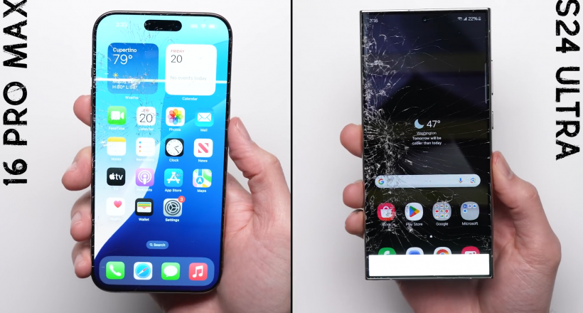 iPhone 16 Pro Max đọ độ bền với Galaxy S24 Ultra khi thả rơi tự do