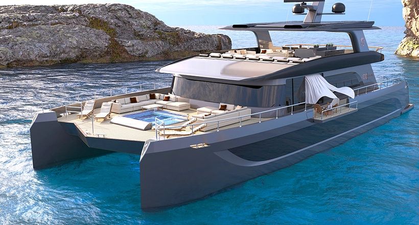 VisionF 100 - Mẫu catamaran mới toanh với bể Jacuzzi đáy kính độc đáo