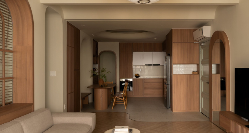 Căn hộ Hoàng Anh River View-Bản hòa tấu của đường cong và vật liệu-IIN Studio