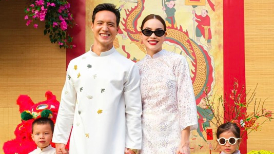 Sao Việt nô nức chọn áo dài Hà Thanh Huy du xuân