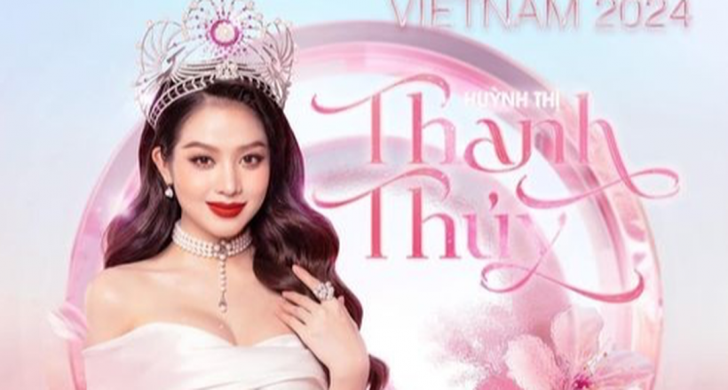 Hình ảnh hoa hậu Thanh Thủy trên trang chủ Hoa hậu Quốc tế gây chú ý