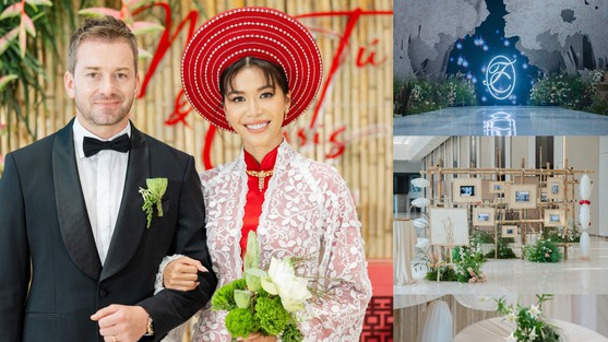 Đám cưới Minh Tú và chồng Tây gây "choáng" với không gian phủ đầy hoa trắng, đậm chất làng quê Việt