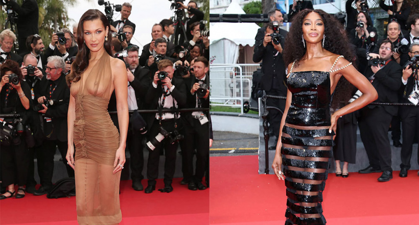 Bella Hadid, Naomi Campbell lăng-xê váy xuyên thấu thảm đỏ LHP Cannes