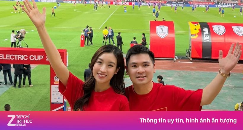 Vợ chồng Đỗ Mỹ Linh sang Thái Lan cổ vũ tuyển Việt Nam