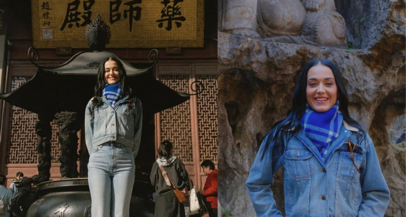 Katy Perry đến Trung Quốc, nhập gia tùy tục đi chùa bái Phật