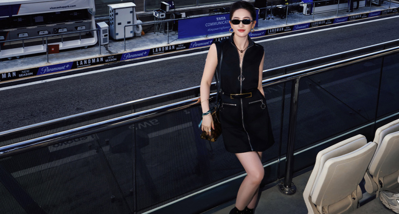 Lưu Diệc Phi tới Abu Dhabi tham dự giải đua xe F1