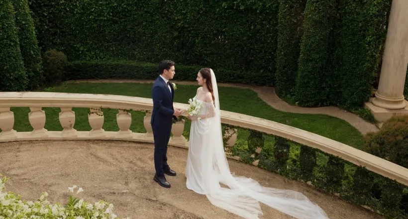 Ảnh cưới của Hồ Quang Hiếu và vợ cao 1,8 m