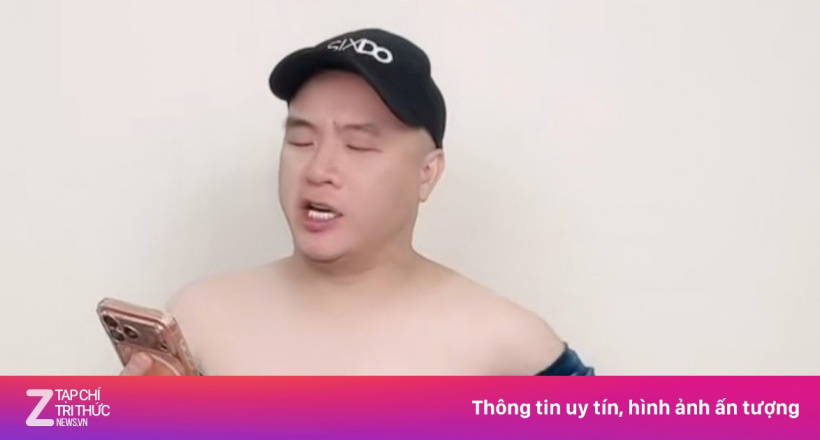 Đỗ Mạnh Cường mặc váy trễ vai livestream bán hàng
