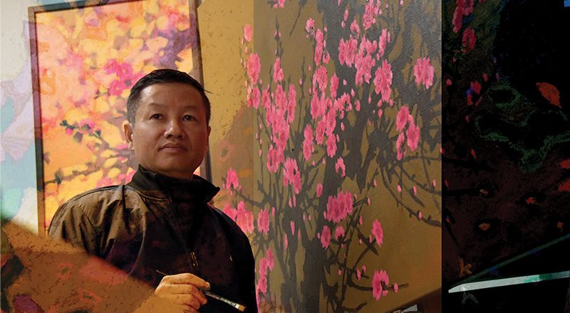 Họa sĩ Nguyễn Hữu Khoa: Mạch sáng tạo bền bỉ khắc họa đào Xuân