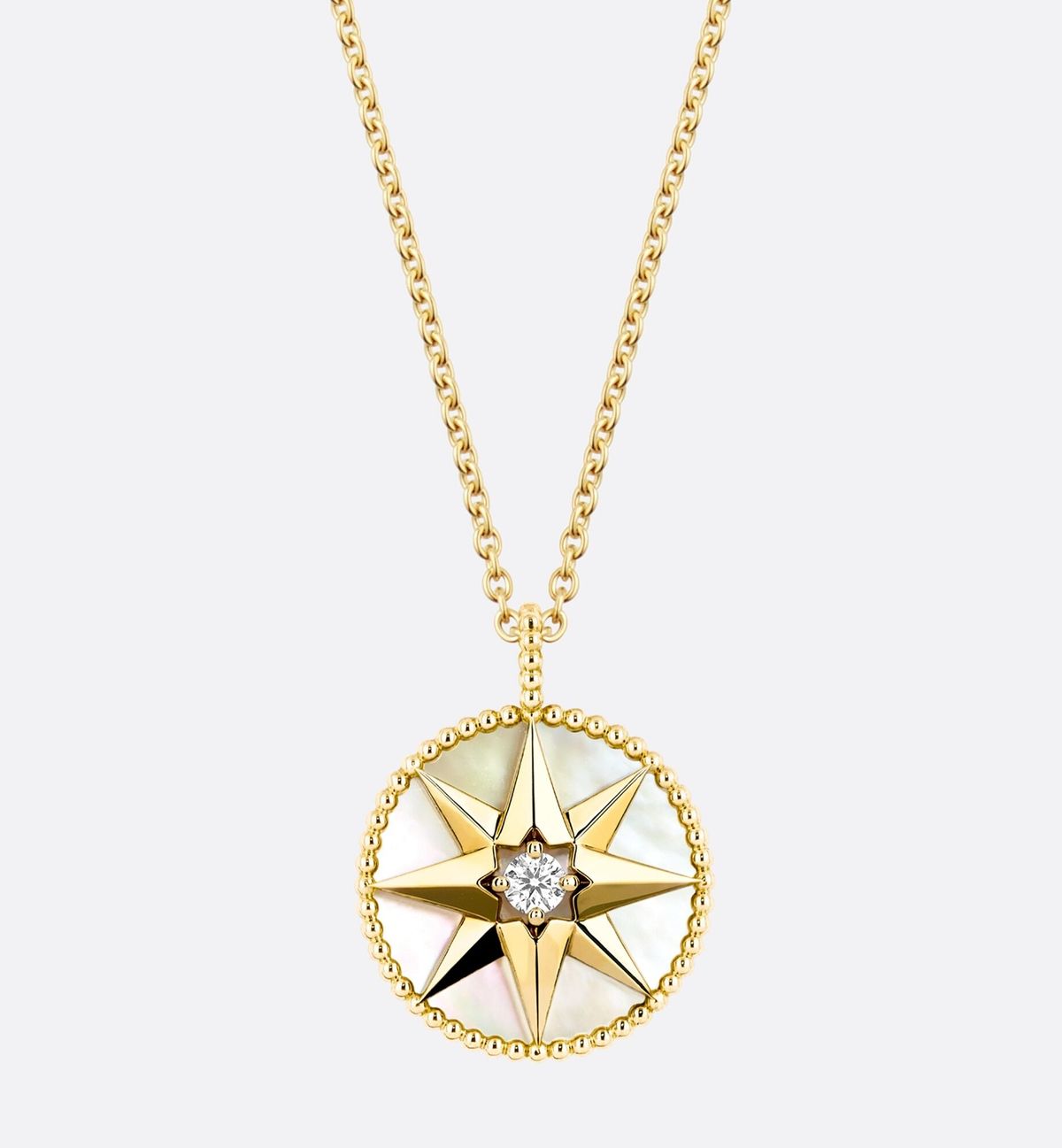 Rose des Vents Medallion Necklace Yellow Gold, Diamond and Mother-of-pearl | DIOR